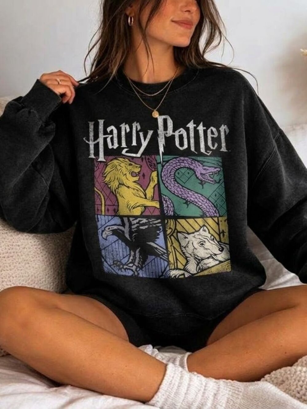 Magical House Squares Sweater, Bookish Fantasy Graphic